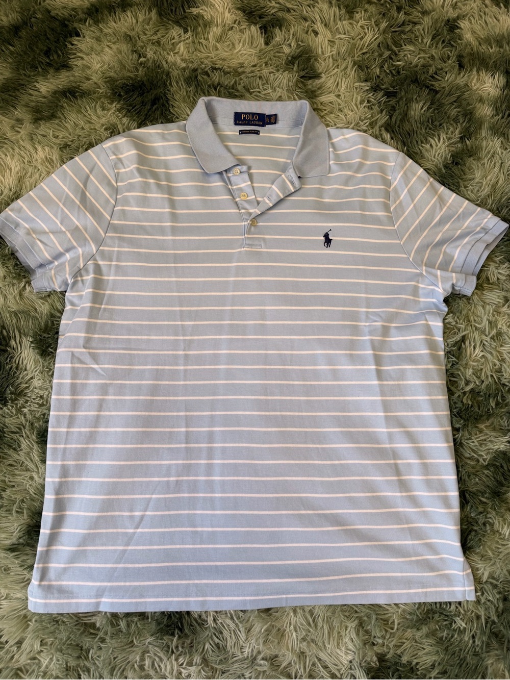 Ralph Lauren Light Blue & White Striped Polo Shirt
